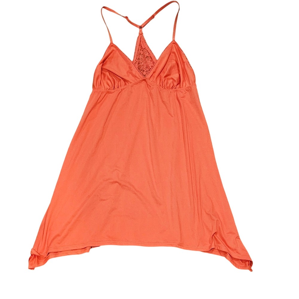 Secret Treasures Nightgown Women Lg Coral Lace Racerback Handkerchief Hem Y2K